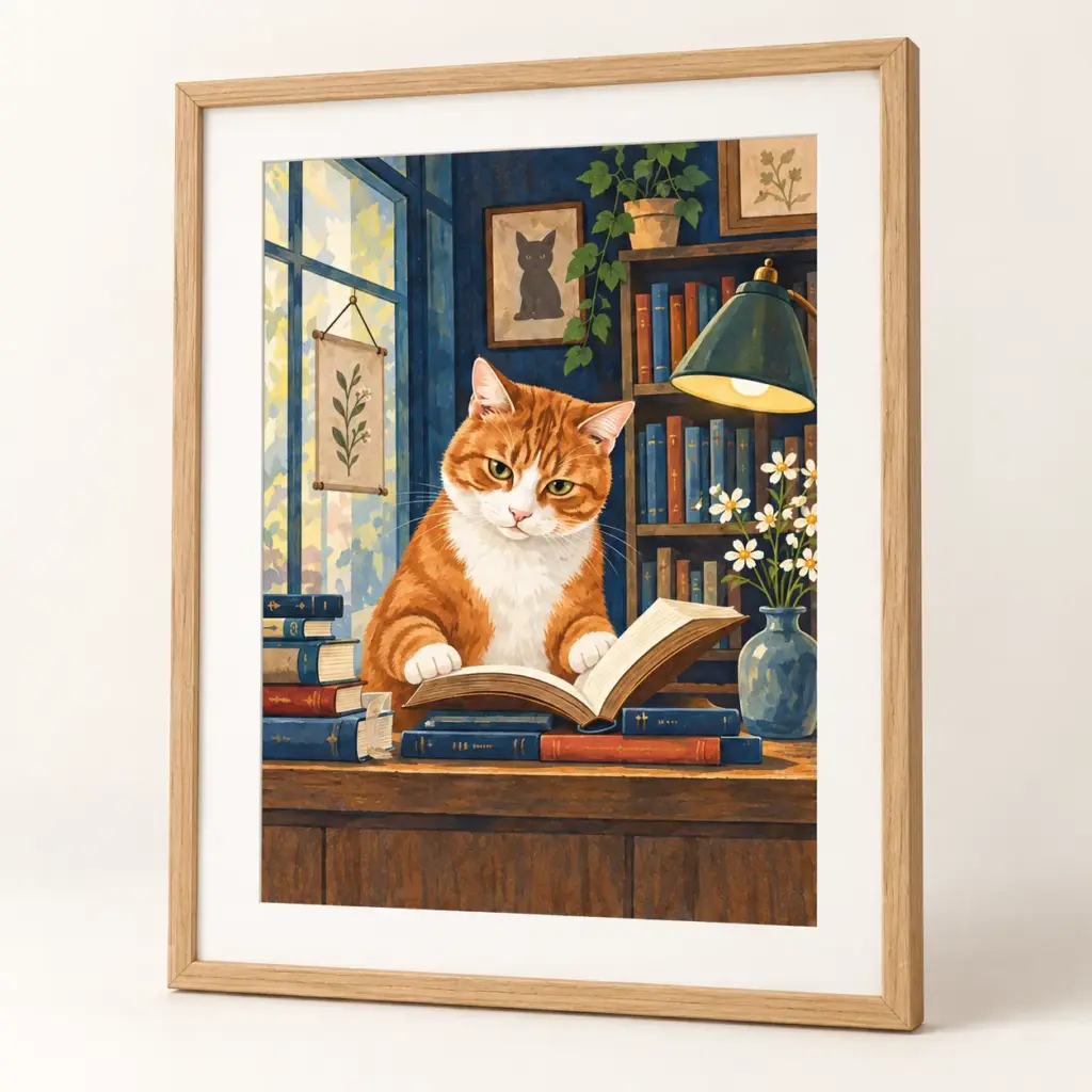 The Bookshop Assistant — framed print